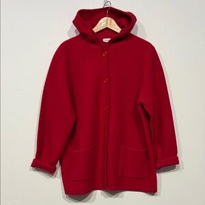 Cherokee Vintage Button Up Hooded Wool Sweater in Red Size XL